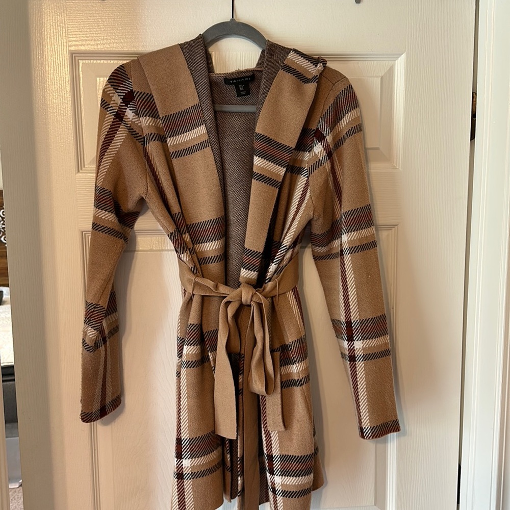 Women’s fall color plaid sweater jacket